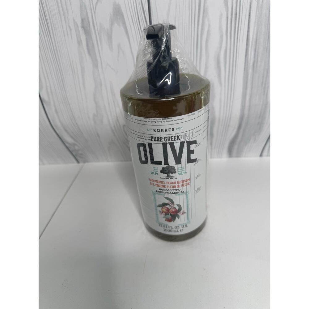 Korres Pure Greek Olive Showergel, 33.81 fl oz. 1000 ML, Sealed Peach Blossom